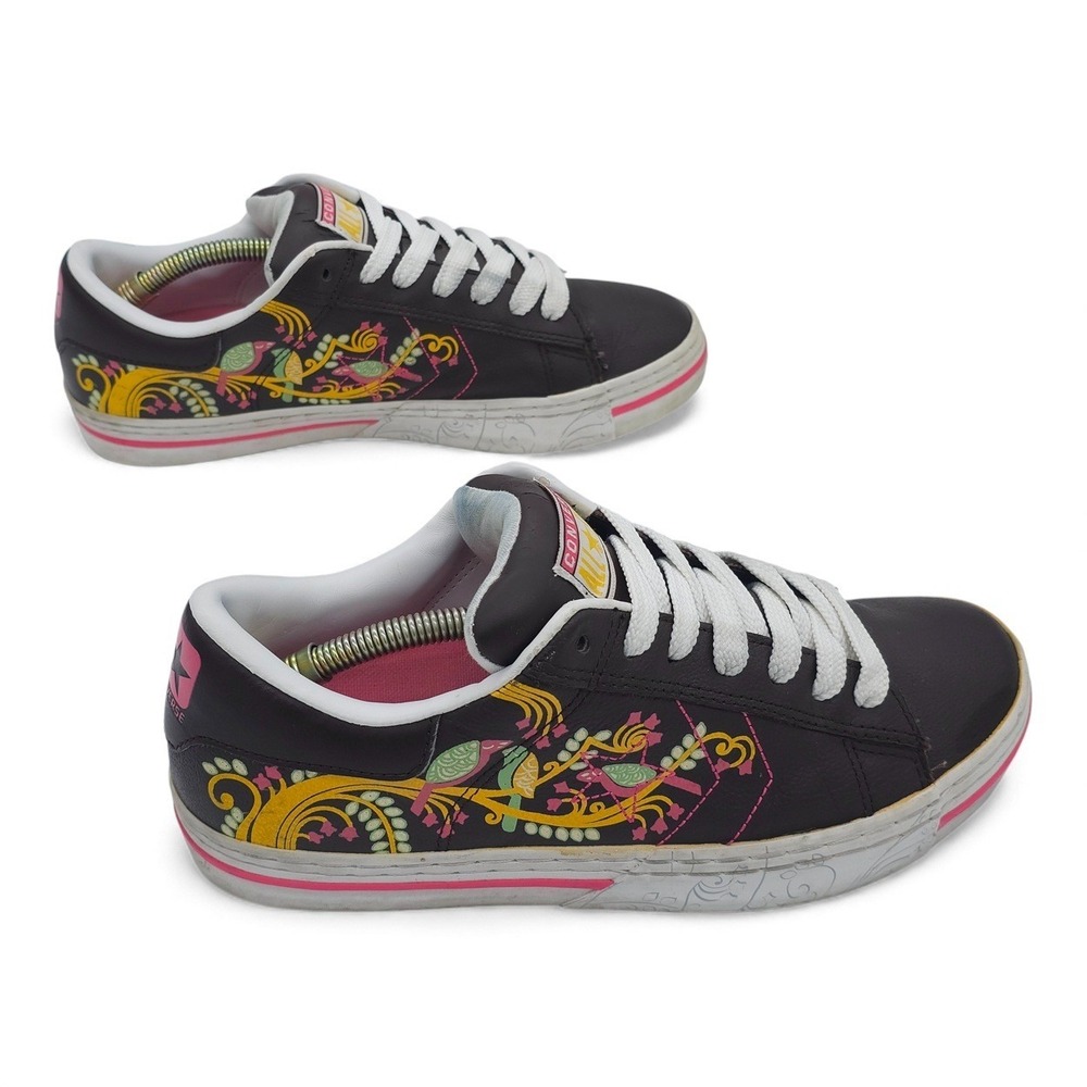 Converse All Star‎ Low Top Sneakers Brown Floral Birds Print Women's 10 - Picture 2 of 10